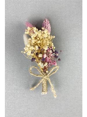 Hayalperest Boncuk Kuru Çiçekli Damat Yaka Çiçeği