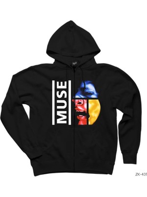 Muse 1998 Album Cover Siyah Fermuarlı Kapşonlu Sweatshirt