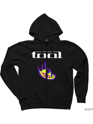 Tool Colors Eye Siyah Fermuarlı Kapşonlu Sweatshirt