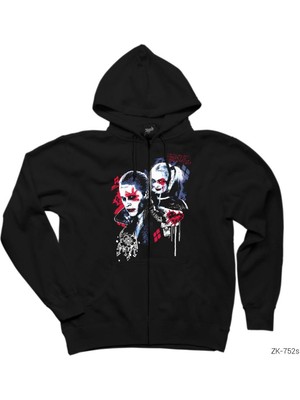 Suicide Joker And Harley Graffiti Siyah Fermuarlı Kapşonlu Sweatshirt