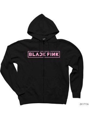 Blackpink Siyah Fermuarlı Kapşonlu Sweatshirt