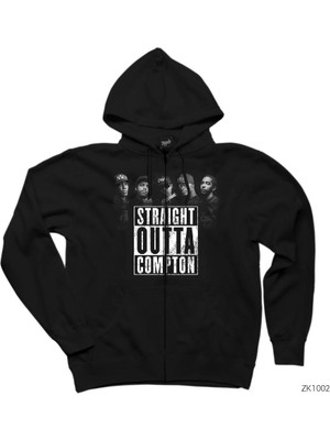 N.w.a Straight Outta Compton Siyah Fermuarlı Kapşonlu Sweatshirt