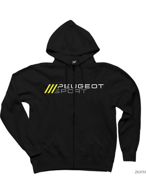 Peugeot Sport Slash Siyah Fermuarlı Kapşonlu Sweatshirt
