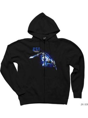 League Of Legends Zed Blue Siyah Fermuarlı Kapşonlu Sweatshirt