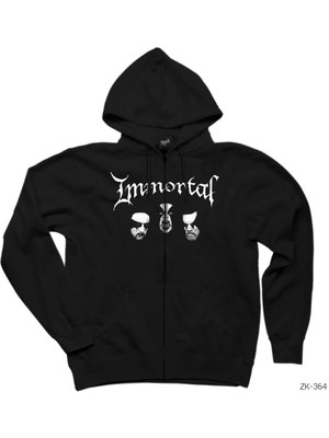 Immortal Siyah Fermuarlı Kapşonlu Sweatshirt