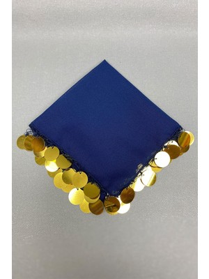 Hayalperest Boncuk Gold Pul Işlemeli Lüx Halay Mendili 5 Adet Lacivert