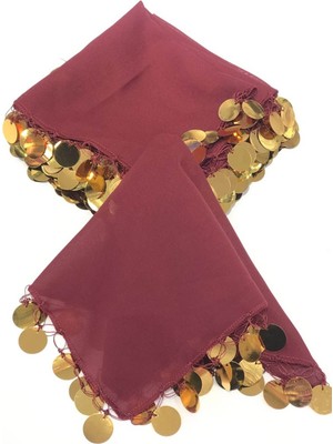 Hayalperest Boncuk Bordo Lüx Pullu Halay Mendili