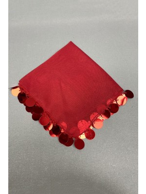 Hayalperest Boncuk Gold Pul Işlemeli Lüx Halay Mendili 1 Adet Kırmızı
