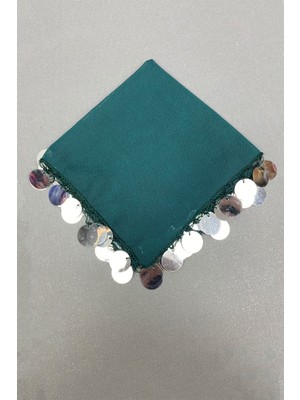 Hayalperest Boncuk Gümüş Pullu Lüx Halay Mendili 1 Adet Yeşil