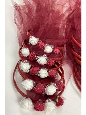 Hayalperest Boncuk Tüllü Çiçekli Nedime ve Çocuk Tacı