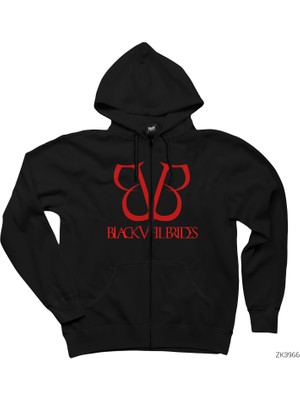 Black Veil Brides Band Logo Siyah Fermuarlı Kapşonlu Sweatshirt