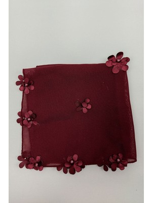 Hayalperest Boncuk Bordo Çiçek Desenli Lüx Halay Mendili 5 Adet