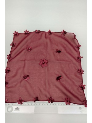 Hayalperest Boncuk Bordo Çiçek Desenli Lüx Halay Mendili 10 Adet