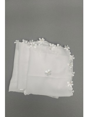 Hayalperest Boncuk Krem Çiçek Desenli Lüx Halay Mendili 5 Adet