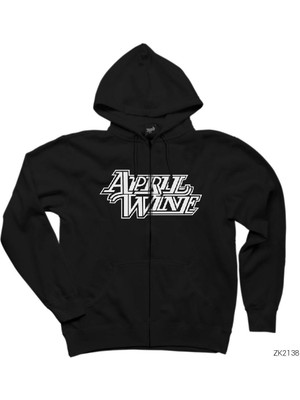 April Wine Siyah Fermuarlı Kapşonlu Sweatshirt