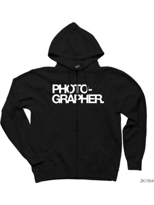 Photographer Siyah Fermuarlı Kapşonlu Sweatshirt