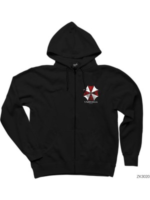 Resident Evil Umbrella Corp Siyah Fermuarlı Kapşonlu Sweatshirt