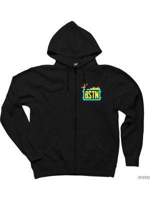 Bystanders Siyah Fermuarlı Kapşonlu Sweatshirt