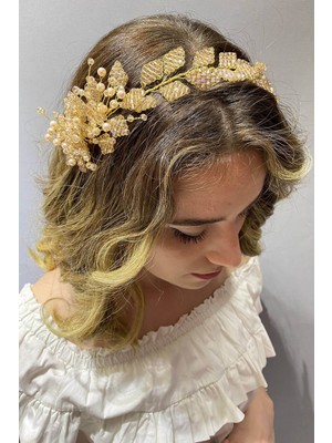 Hayalperest Boncuk Yaprak Model Boncuklu Saç ve Türban Aksesuarı