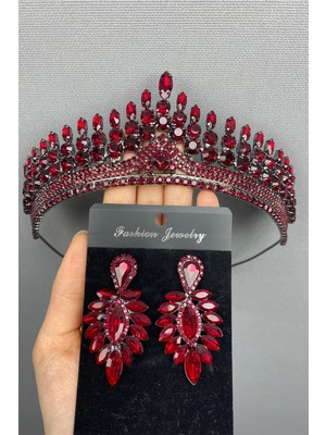 Hayalperest Boncuk Anteras Gelin Kına Taç ve Küpe Takım