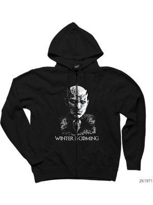 Game Of Thrones Nights Watch Siyah Fermuarlı Kapşonlu Sweatshirt