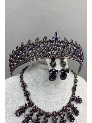 Hayalperest Boncuk Mor Mia Gelin Kına Tacı ve Kolye Seti