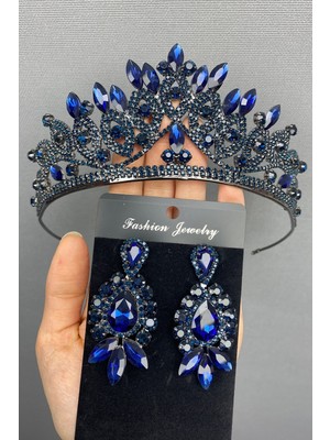 Hayalperest Boncuk Lilya Gelin Kına Taç ve Küpe Seti