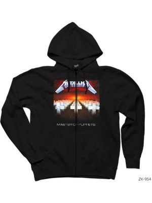 Metallica Master Of Puppets Siyah Fermuarlı Kapşonlu Sweatshirt