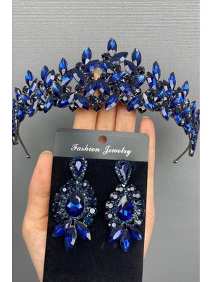 Hayalperest Boncuk Subra Gelin Kına Taç ve Küpe Seti