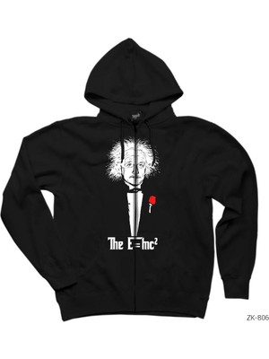 Einstein Emc2 Siyah Fermuarlı Kapşonlu Sweatshirt
