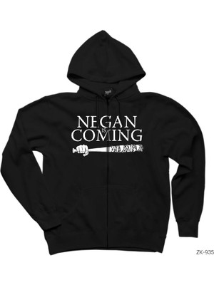 The Walking Dead Negan Is Coming Siyah Fermuarlı Kapşonlu Sweatshirt