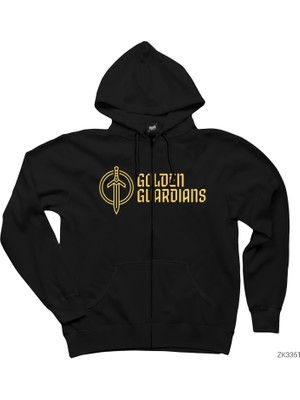 Golden Guardians Side Siyah Fermuarlı Kapşonlu Sweatshirt