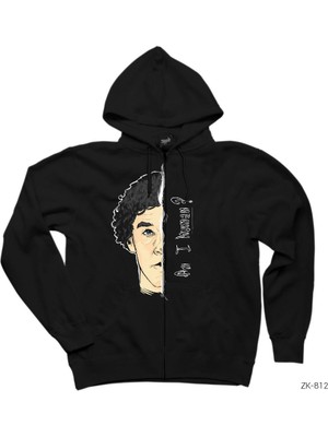 Sherlock Homes Am I Human Siyah Fermuarlı Kapşonlu Sweatshirt