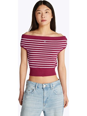 Tjw Off Shoulder Strıpe Sweater