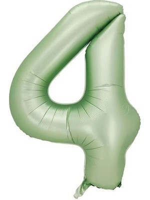 4 Rakam Retro Yeşil Folyo Balon 34 Inç 76  cm