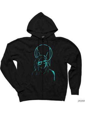 Skrillex Silliuette Siyah Fermuarlı Kapşonlu Sweatshirt