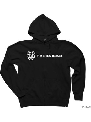 Radiohead Logo Siyah Fermuarlı Kapşonlu Sweatshirt