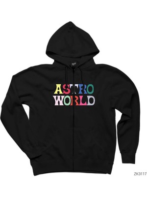 Travis Scott Astroworld 2 Siyah Fermuarlı Kapşonlu Sweatshirt