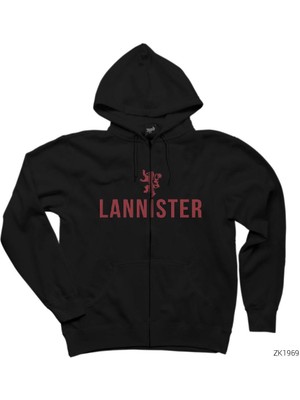 Game Of Thrones Lannister Siyah Fermuarlı Kapşonlu Sweatshirt