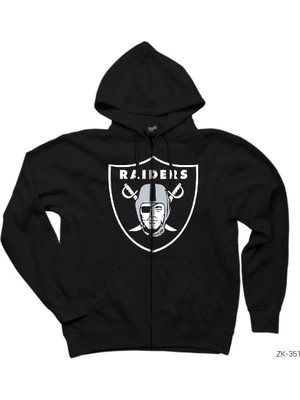 Raider Pirate Siyah Fermuarlı Kapşonlu Sweatshirt