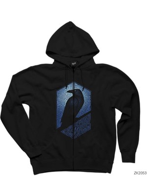Vikings Guardian Siyah Fermuarlı Kapşonlu Sweatshirt