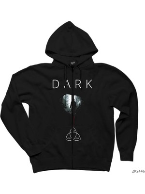 Dark Human Silliuette Siyah Fermuarlı Kapşonlu Sweatshirt