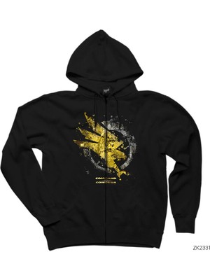 Command Conquer Logo 2 Siyah Fermuarlı Kapşonlu Sweatshirt