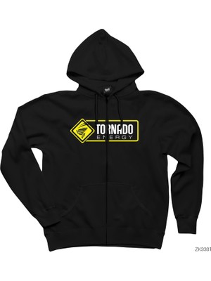 Tornado Energy Side Siyah Fermuarlı Kapşonlu Sweatshirt