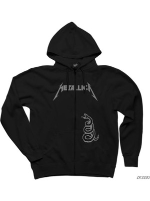 Metallica Snake Siyah Fermuarlı Kapşonlu Sweatshirt