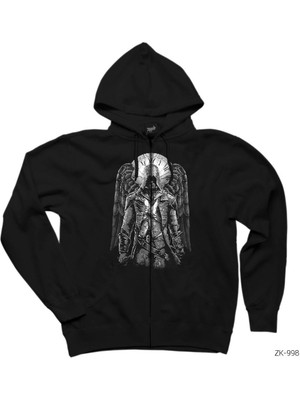 Assassins Creed Wing Siyah Fermuarlı Kapşonlu Sweatshirt