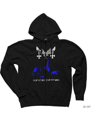 Mayhem De Mysteriis Dom Sathanas Siyah Fermuarlı Kapşonlu Sweatshirt