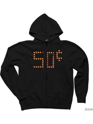 50 Cent Funny Siyah Fermuarlı Kapşonlu Sweatshirt