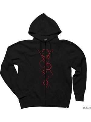 Modern Shapes Siyah Fermuarlı Kapşonlu Sweatshirt