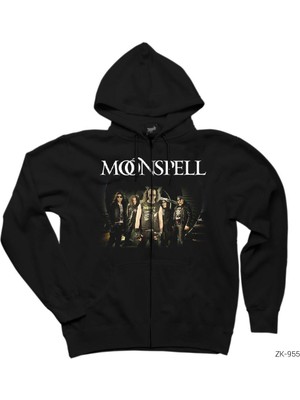 Moonspell Group Siyah Fermuarlı Kapşonlu Sweatshirt